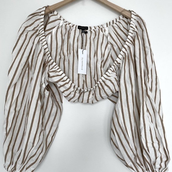 NWT Dynamite 2 piece crop top set in tan - Picture 5 of 7